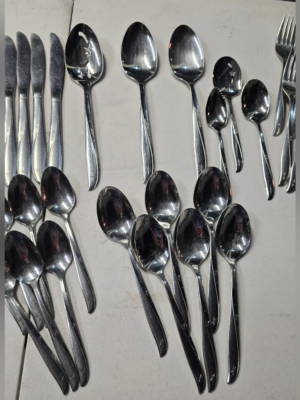45 Pc. Oneida TWIN STAR Atomic Community Stainless Flatware Serving Utensil MCM